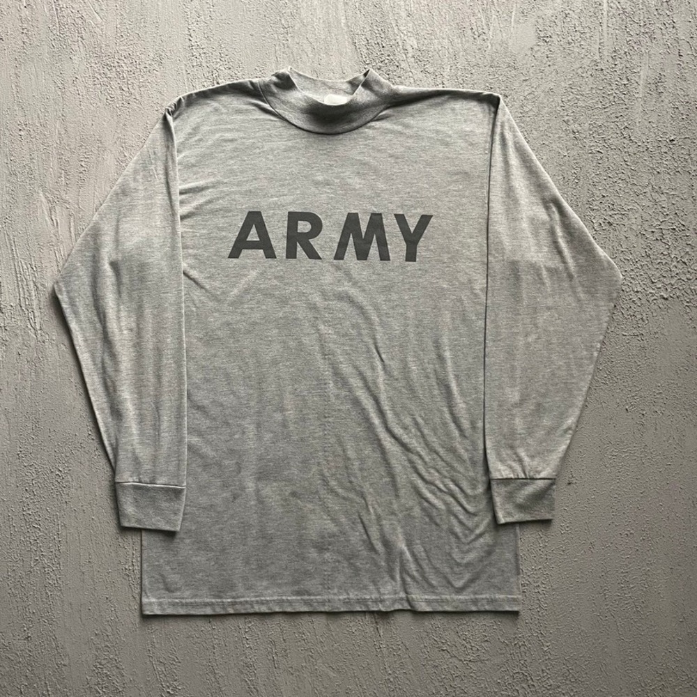 Vintage Military PT Long Sleeve T-Shirt Men Medium Grey 90s US Army